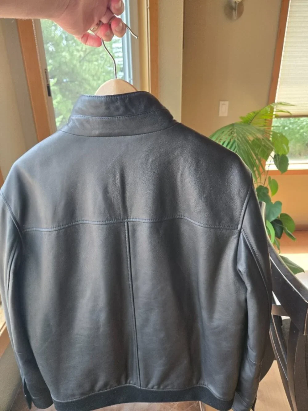Peter Millar Leather Bomber Jacket Black Size L